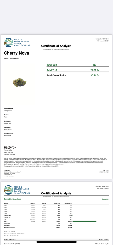 Cherry Nova | Indica | 30.58% | TCHA Flower